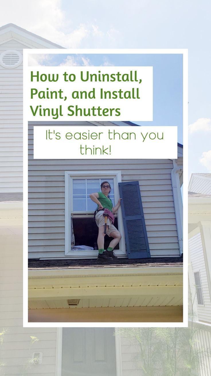 How to take down, repaint, and put up vinyl house shutters Painting Vinyl Shutters On House, Painting Shutters On House Diy, How To Paint Vinyl Shutters, Paint Vinyl Countertops, Painting Plastic Shutters, Shutter Painting Ideas, Painting Vinyl Shutters, Vinyl Countertops, Paint Shutters