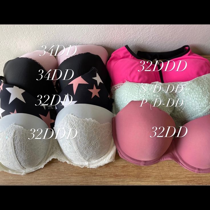 Getting Rid Of (7) Vs/Pink Bras I Don’t Use. Some Of These Are Brand New And Others Are In Like New Condition. - 1 Sport Bra (Hot Pink) Vsx - 1 Halter Top Lace Bra (Mint Green) Pink - 2 Demi Bras (Light Pink And Black) Vs - 1 Wear Everywhere (Dusty Rose Pink) Pink - 1 Wear Everywhere Push-Up (Black W/ Stars) Pink - 1 Dream Angels Strapless (Light Blue With White Lace) Vs Victoria Secret Pink Bras Push Up, Demi Bras, Vs Pink Bras, Victoria's Secret Pink Floral Print Bra, Victoria Secret Pink Bras, Victoria's Secret Pink Bra With Built-in Bra, Victoria Secret Bras, Pink Bra, Vs Pink