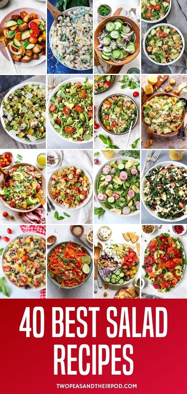 40 Best Salad Recipes Salads For Catering, Salad Trio Ideas, Spoon Salad Recipe, Easy Lunches For Company, Simple Salad For A Crowd, Salad Party Ideas Entertaining, Catering Salads Ideas, Salads For Parties Make Ahead Easy, Easy Potluck Salads Simple