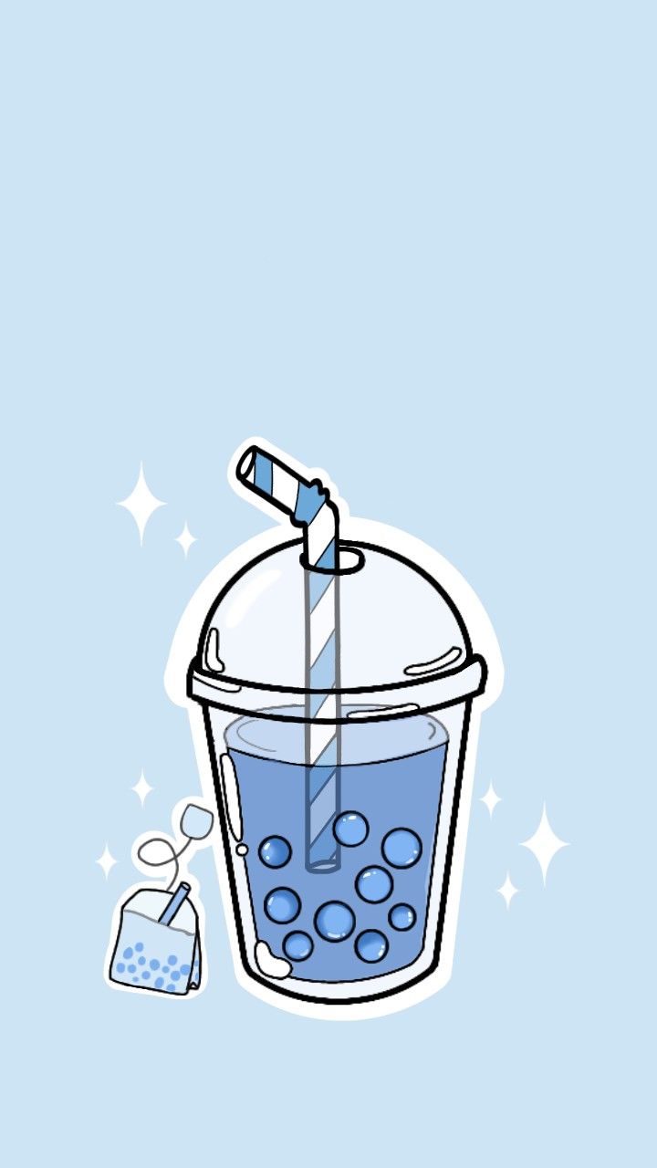 an illustration of a blue liquid in a cup with a straw