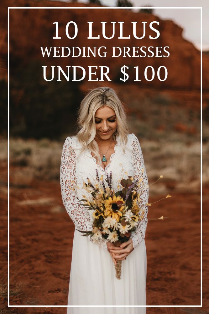 a woman in white dress holding flowers with text that reads 13 amazon wedding dresses under $ 250