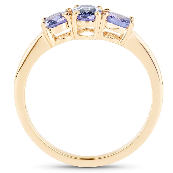 "Tanzanite Ring, Natural 3-Stone Tanzanite Sterling Silver Ring with 18K Yellow Gold Plating, for Women, December Birthstone Flaunt yourself with this tanzanite 3 stone ring. The natural gemstones have a combined weight of 0.90 carats and are set in .925 sterling silver with 18K yellow gold plating. The soft violet hue of this ring adds a pop of color to any look! The understated design and vibrant stones makes this ring perfect for every occasion. Product Details: Metal: .925 Sterling Silver Su Three Stone Tanzanite Round Ring, Tanzanite Three-stone Ring For Anniversary, Tanzanite Three Stone Rings For Anniversary, Three Stone Tanzanite Rings For Anniversary, Tanzanite Three-stone Round Jewelry, Tanzanite Three Stone Rings As A Gift, Three-stone Round Tanzanite Jewelry, Three Stone Round Tanzanite Jewelry, Anniversary Three-stone Tanzanite Jewelry