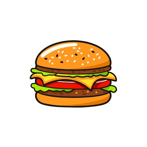 a hamburger with cheese, lettuce and tomato