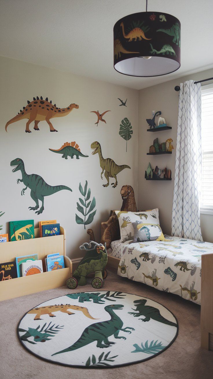 Adorable Animal Themed: 29 Toddler Room Decor Ideas Dinosaur Kids Room Boy Bedrooms, Boys Bedroom Aged 4, 2 Toddler Boys Room Ideas, Toddler Big Boy Room Ideas, Dinasour Room Toddler, Dinosaur Room Toddler, Kid Organization Ideas Bedroom, Dinosaur Bedroom Ideas For Boys, Boys Room Dinosaur Theme