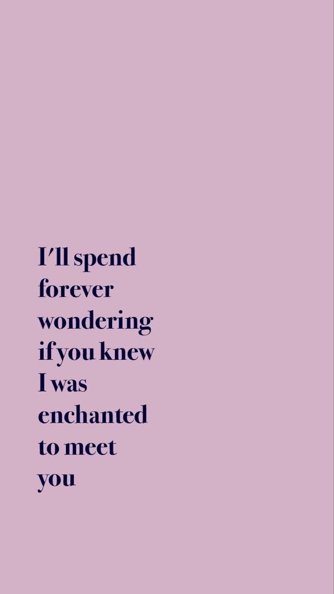 the words i'll spend forever wondering if you knew i was enchanted to meet you