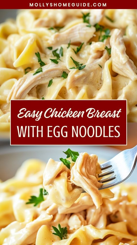 Indulge in the ultimate comfort food with this creamy and delicious chicken breast with egg noodles recipe. A satisfying meal perfect for any night of the week, this dish pairs tender chicken breast with al dente egg noodles in a rich and savory sauce. Easy to make and sure to please everyone at the dinner table, this classic combination is a guaranteed crowd-pleaser. Treat yourself to a hearty and flavorful experience by trying out this chicken breast with egg noodles recipe today! Eggs Noodles And Chicken, Instapot Chicken And Egg Noodles Recipes, Egg Noodles Chicken Recipes, Creamy Chicken With Egg Noodles, Chicken And Noodle Dinner Ideas, Crock Pot Chicken And Egg Noodles Recipe, Crockpot Chicken Recipes With Egg Noodles, Cream Of Chicken Egg Noodle Recipes, Egg Noodle With Chicken Recipes