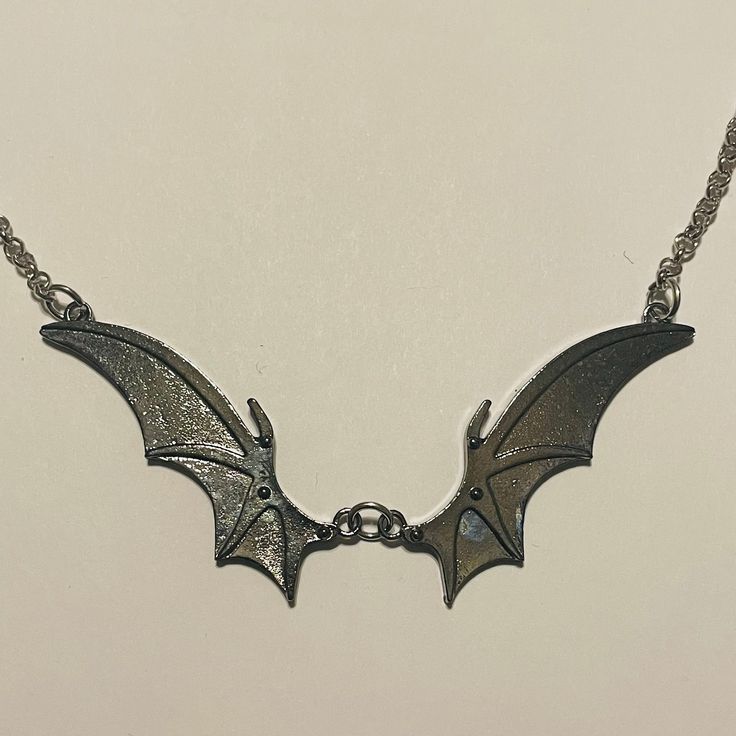 Mech Bat Wings Necklace Listing for 1 necklace Gothic Pendant Necklaces With Chain, Gothic Pendant Necklace With Chain, Adjustable Costume Chain Necklace As Gift, Adjustable Costume Chain Necklace For Gift, Gothic Sterling Silver Chain Necklace, Adjustable Costume Jewelry Chain Necklace As Gift, 16 Inch Metal Choker, Gothic Jewelry Chain Pendant, Gothic Pendant Chain Jewelry