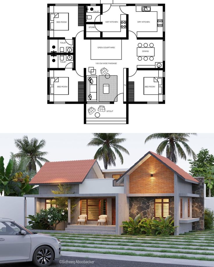 the floor plan for this modern house is very simple and has lots of room to put in