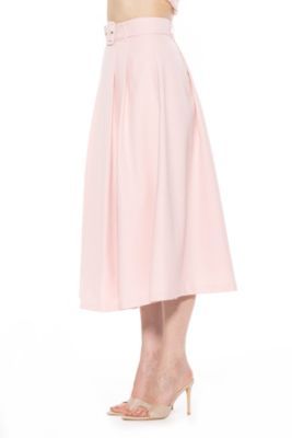 The Eline Twill A Line Skirt With Attach Removable Belt Is A Must Have Piece For Your Closet. This Skirt Features Midi Length, Deep Pleats, Matching Belt, And Pockets. This Skirt Fits True To Size. | Alexia Admor Women's Eline Twill A Line Skirt, Pink, 8 Alexia Admor, Skirt Fits, Line Skirt, A Line Skirt, A Line Skirts, Midi Length, A Line, Skirt, Pink