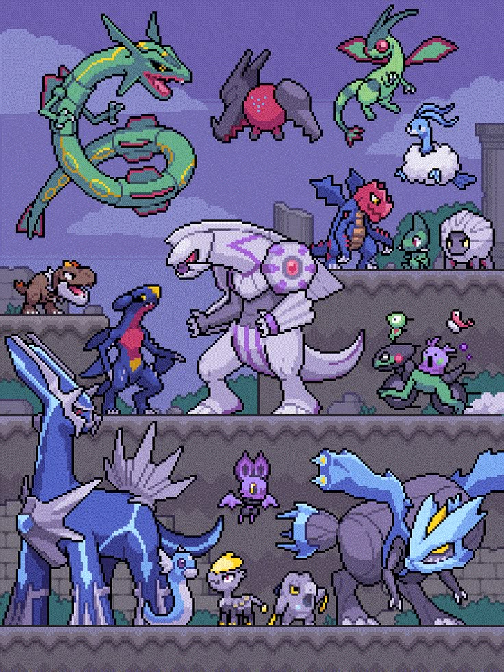 an old video game with many different types of monsters