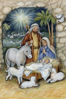 a nativity scene with the birth of jesus