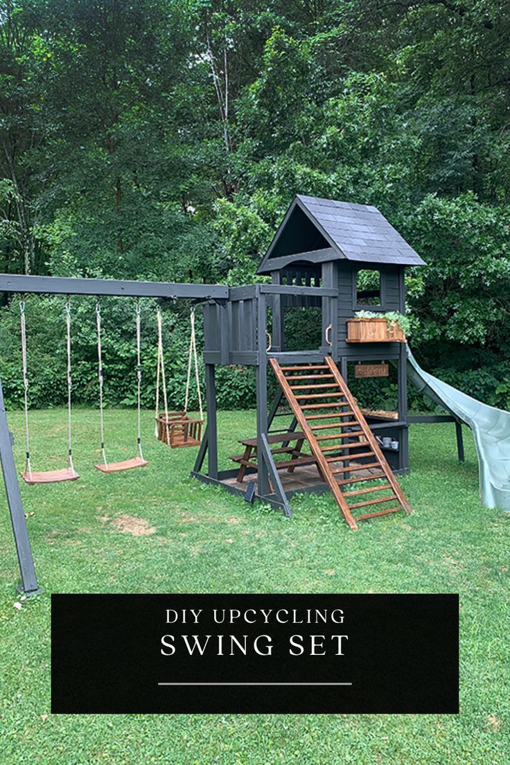 Looking for a fun DIY project that will keep your kids entertained for hours? Try upcycling an old swing set! With a little creativity and some DIY skills, you can transform your old swing set into a fun and functional play area. Get inspired by these outdoor ideas and turn your backyard into a kid's paradise. From sandboxes to climbing walls, there are endless possibilities for upcycling your swing set. Outdoor Play Sets Diy, Homemade Play Set, Backyard Playground Makeover, Simple Backyard Playground, Kids Play Structure Outdoors, Old Playground Makeover, Playground Add Ons Diy, Kids Swingset Ideas Diy, Play Set Backyard