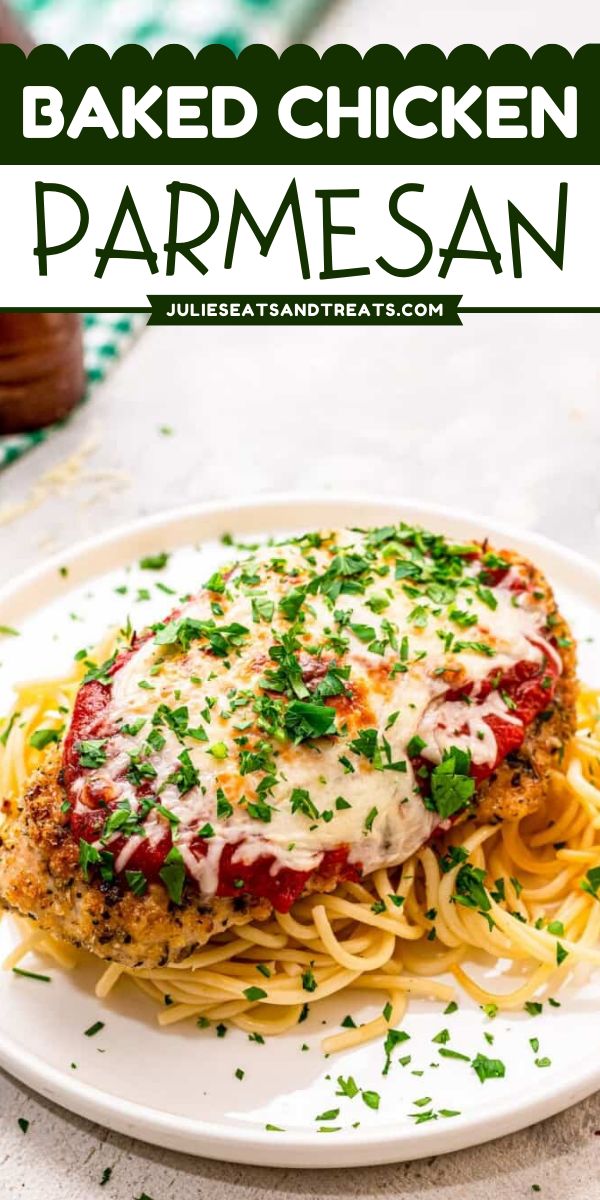 Here's a quick and easy meal for tonight! This Baked Chicken Parmesan recipe features juicy chicken breasts breaded in a crispy panko coating topped with marinara sauce and melted Mozzarella cheese. Serve this tender chicken for a busy weeknight dinner paired with a side of steamed vegetables! What To Serve With Chicken Parmesan, Oven Baked Chicken Parmesan Recipe Easy, Panko Chicken Parmesan, Chicken Parmesan Recipe Easy Baked, Chicken Parmesan Recipe Oven, Easy Baked Chicken Parmesan Recipe, Easy Parmesan Chicken, Easy Chicken Parmesan Bake, Easy Baked Chicken Parmesan