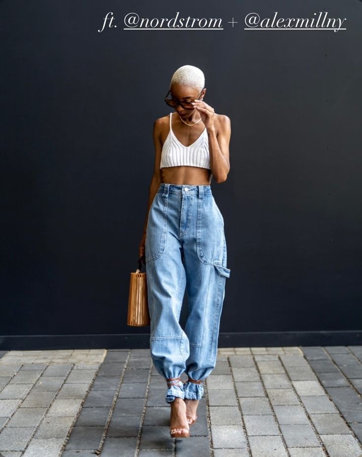 Denim Fits, Knit Bralette, Look Jean, Alex Mill, Looks Street Style, Trend Report, Platinum Blonde, Cargo Jeans, Character Outfits