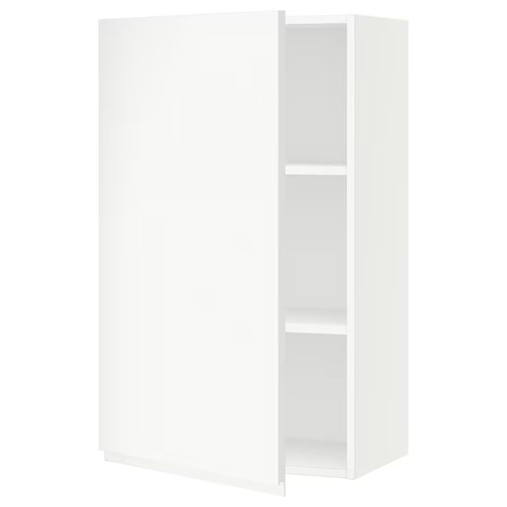 a white cabinet with two shelves on each side