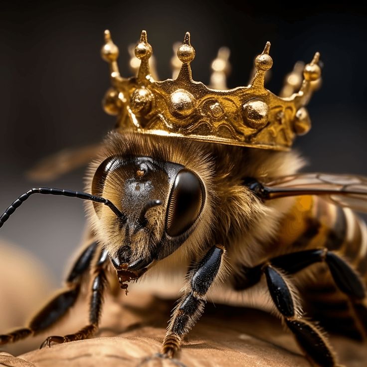 a bee with a crown on its head