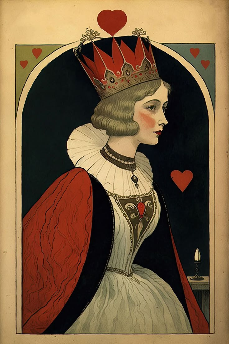 an illustration of a woman wearing a crown