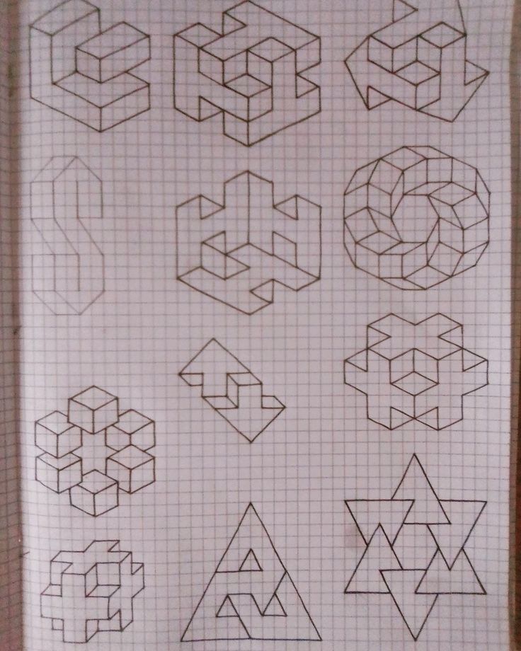 several different shapes are drawn on a piece of paper with graph paper in the background