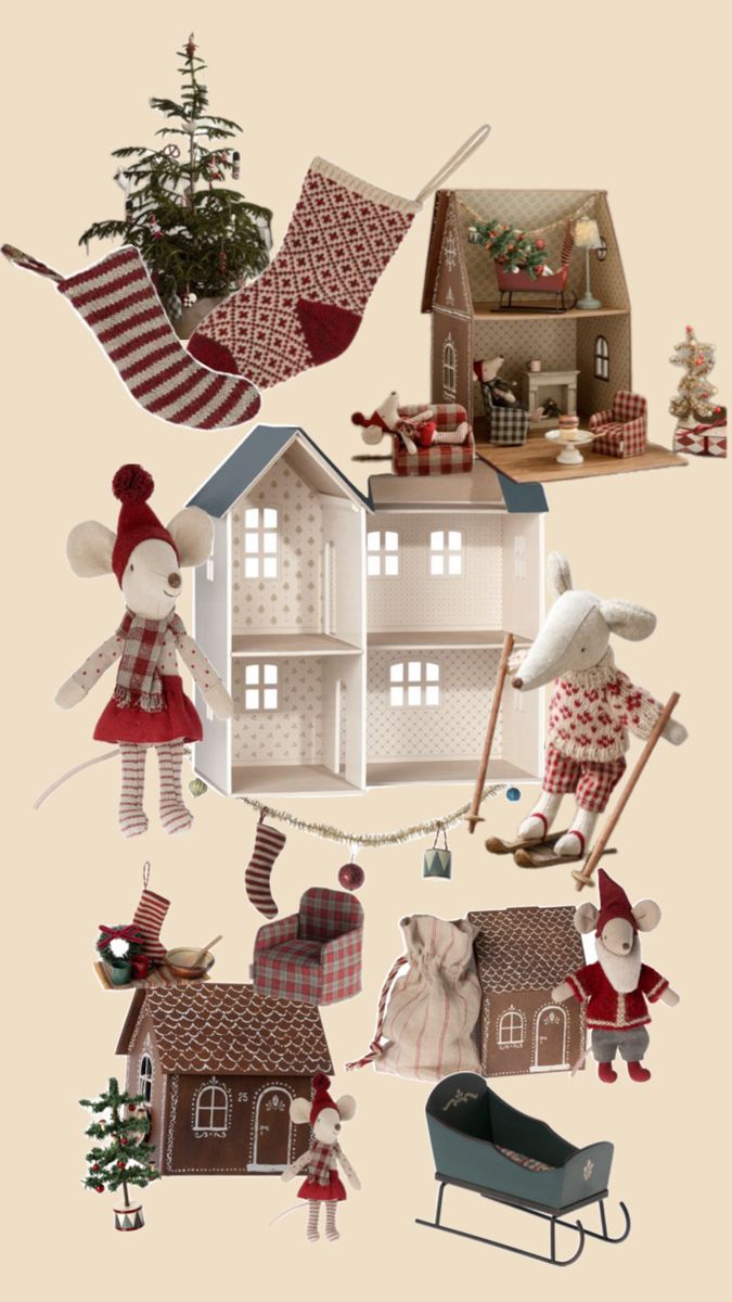 Maileg Christmas Maileg Christmas Decoration, Maileg Mouse Christmas, Maileg Dollhouse, Maileg Christmas, Cottage Dollhouse, Maileg Mice, Jul Diy, Maileg Mouse, Doll Miniatures