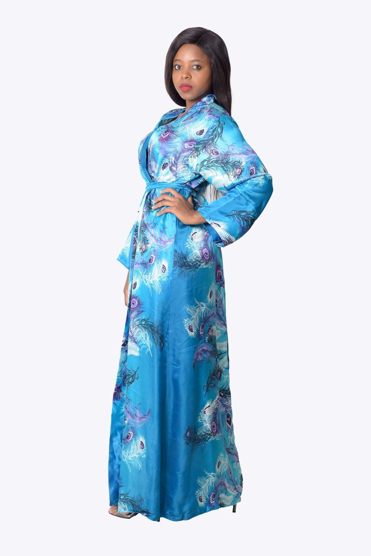 luxury dressing gown blue silk Elegant Blue Floral Print Kimono, Elegant Beach Satin Kimono, Elegant Satin Beach Kimono, Elegant Blue Floral Print Kaftan, Elegant Blue Kimono For Vacation, Blue Silk Long Sleeve Kimono, Elegant Blue Kimono For Summer, Elegant Blue Wrap Kimono, Blue Printed Silk Kimono