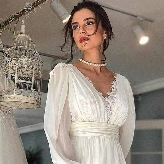 Size Chart Formal Wedding Gown, Elegant Bridal Dress, Embellished Wedding Dress, Princess Bridal Gown, Boho Bridal Gowns, Elegant Ball Gowns, Wedding Dress Chiffon, Bohemian Bride, Puff Long Sleeves