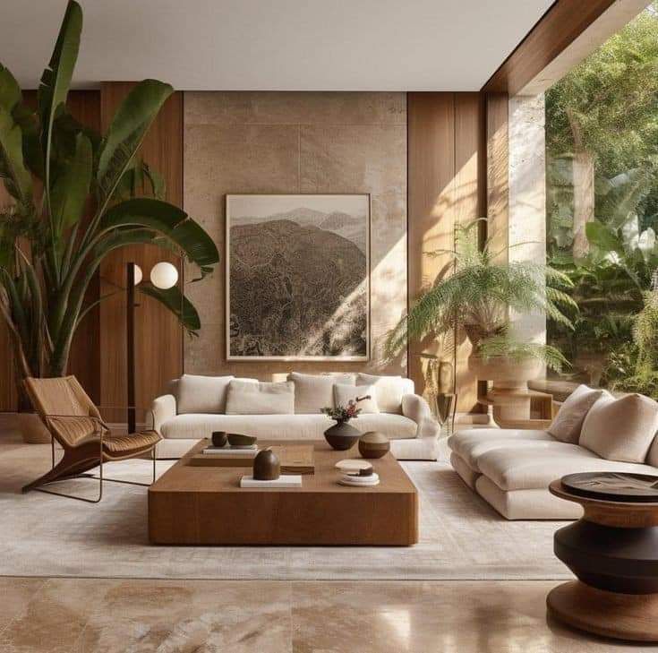 Unique Modern Interior Design, Second Story Living Room, Interior Design Earthy Modern, Reverse Orientalism, Tropical Interior Design, Earthy Living Room, Earthy Decor, Tropical Interior, Japandi Living