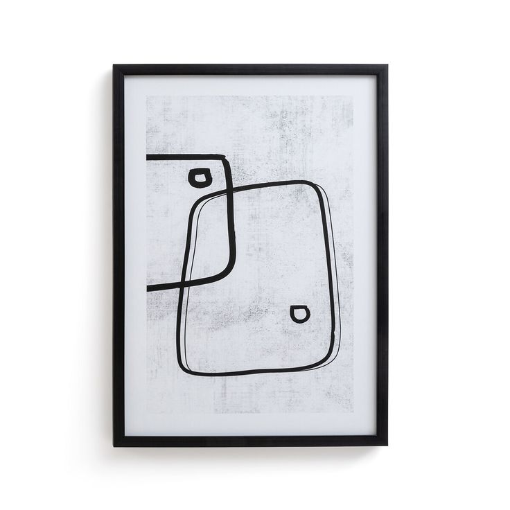 a black and white framed artwork with a square shape on the bottom half of it