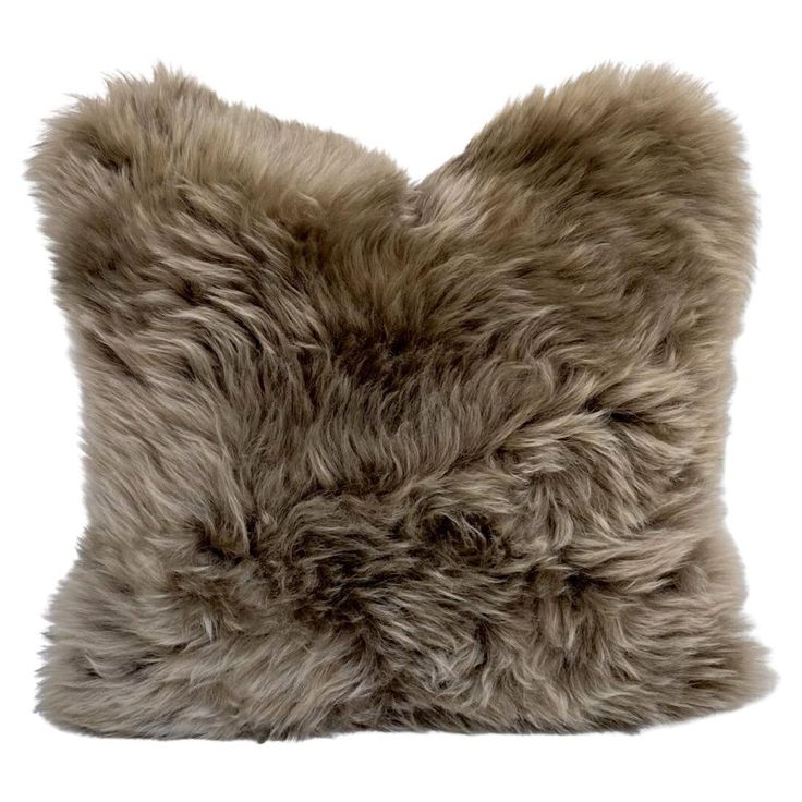 a furry pillow is shown on a white background and it looks like an animal's fur