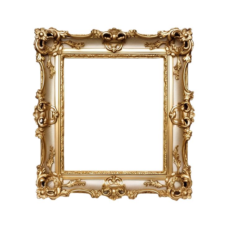 an ornate gold frame on a white background