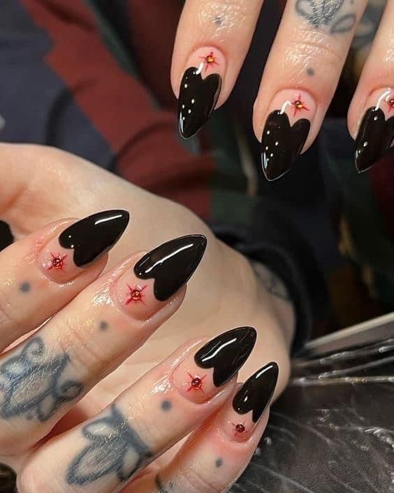 Christmas Acrylic Nails, Witch Nails, Edgy Nails, Goth Nails, Grunge Nails, Christmas Nails Acrylic, Her Nails, Red Nail, Black Nail