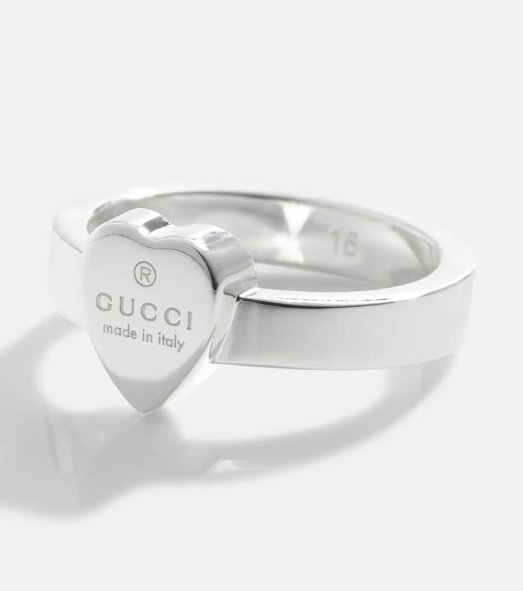 Heart Detail Sterling Silver Ring in Silver - Gucci | Mytheresa