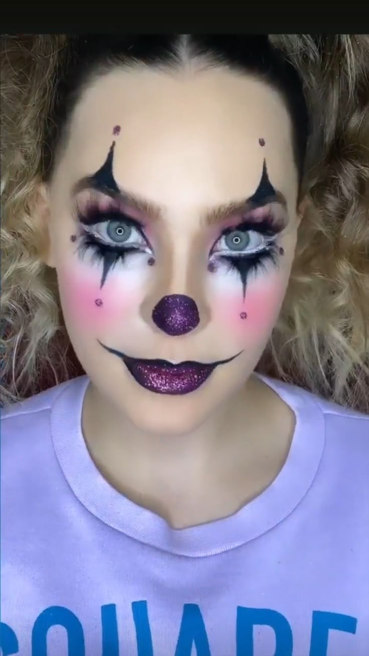 Clown Woman Makeup, Rodeo Clown Makeup Women, Kids Clown Makeup, Women Clown Costume, Glam Clown Makeup, Cool Clown Makeup, Maquillaje De Payaso Mujer, Face Painting Adults, Girl Clown Makeup