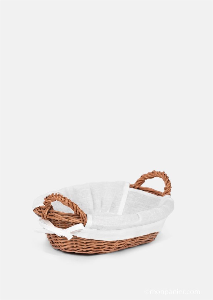 a wicker basket with two handles