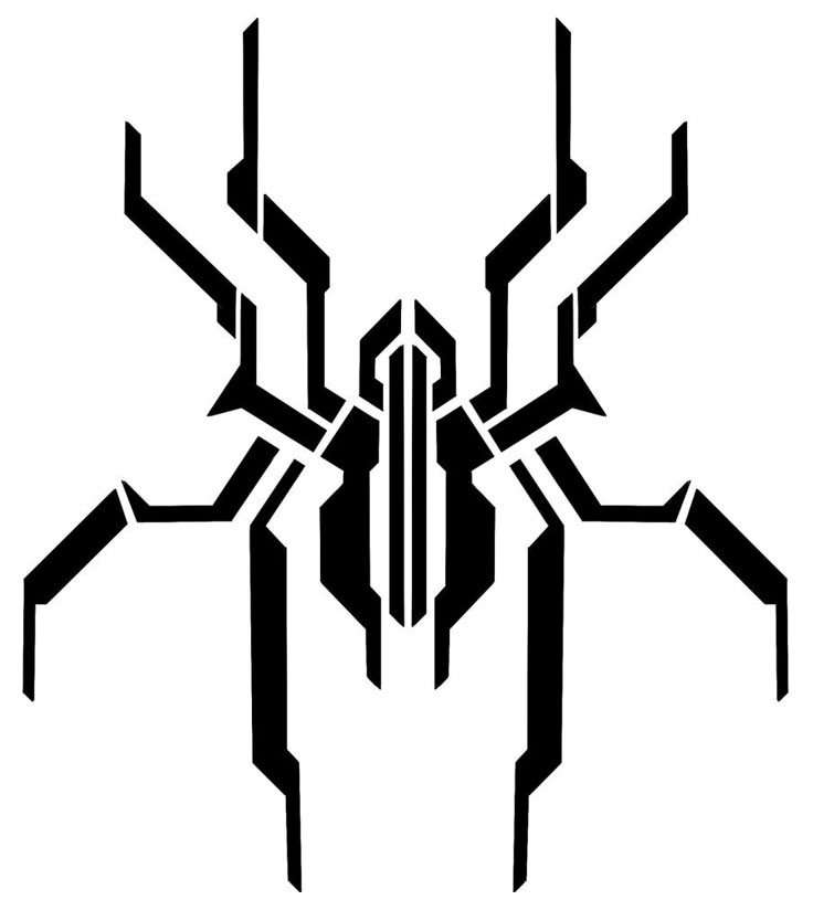 a black and white image of a spider with sharp lines on it's back