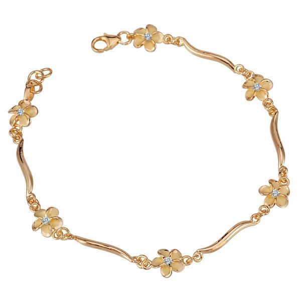 Flower Wave Rhod YG Bracelet SZ 7 Elegant Yellow Gold Bracelets With Flower Charm, Elegant Yellow Gold Bracelet With Flower Charm, Elegant Gold Plated Flower-shaped Bracelet, Elegant Gold-plated Flower-shaped Bracelet, Delicate Yellow Gold Flower Bracelet, Formal Jubilee Bracelet With Flower Shape, Elegant Jewelry Bracelet With Flower Charm, Delicate Floral Bracelet For Formal Occasions, Adjustable Flower Bracelets For Formal Occasions