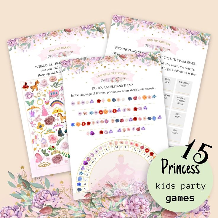 princess party games for kids with flowers and unicorns