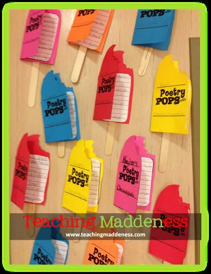 colorful popsicles with writing on them are hanging from a bulletin board that says teaching maden easy