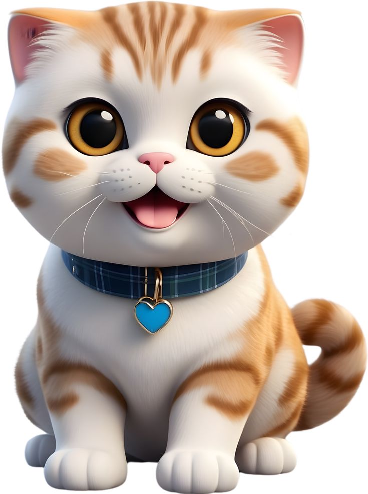 a cartoon cat with big eyes and a collar