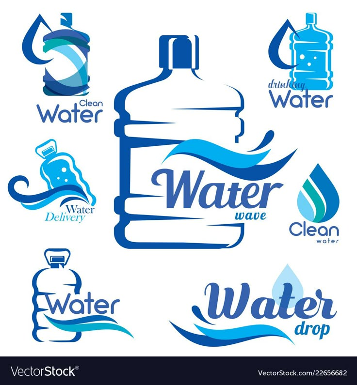 water logo set with different types and colors