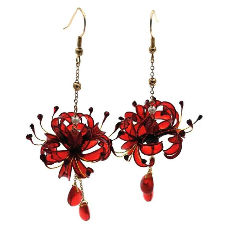 PRICES MAY VARY. Measurements：the size is about 10cm ，the weight is about10g,the flower is Lycoris radiata style Applications：Creative flower design hair Earring, will be a perfect Accessoreies gift on Halloween, Party ,Wedding cosplay Durable Material :the main flower Material is resin ，the metal part is Copper Alloy Wearing: it fit for women who have pierced ears ,easy to slide into your ear Perfect Gift: it is a great gift for Friend or lover ,Unique red spider lily modeling gives this hair f Lycoris Radiata, Red Spider Lily, Flower Earring, Hairstyles Women, Double Chin, Funky Jewelry, Jewelry Lookbook, Necklaces And Bracelets, Fantasy Jewelry