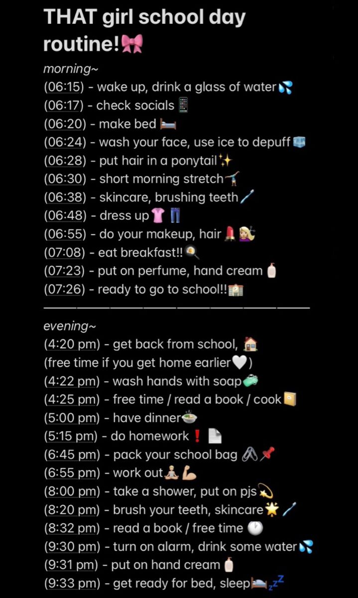 Glow Up School Morning Routine, Checklist Morning Routine, Glow Up In One Day Checklist, Healthy Girl Routine Aesthetic, Good Night Routines For School, Notes Morning Routine, Productive Night Routine Ideas, Productive Morning Routine For School, Routine For After School