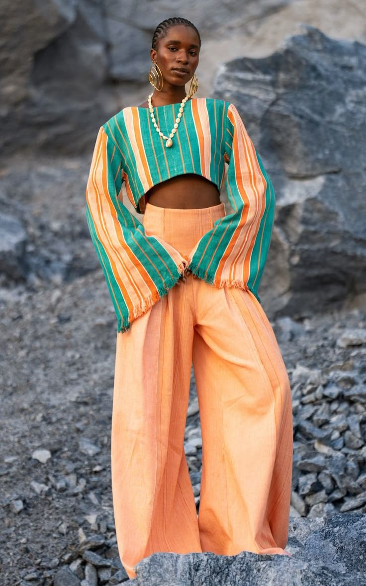 The Best Of Lagos Fashion Week | Moda Operandi December Fashion, Enby Fashion, Baddies Outfit, Kimono Ideas, 30th Birthday Photoshoot, Dyed Pants, Corset Pants, Lagos Fashion Week, Lagos Fashion