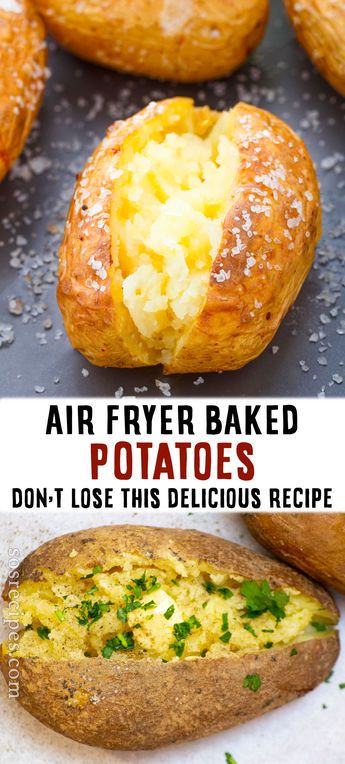 Baked potatoes are a special kind of comfort food, and this air fryer recipe is just perfect. It has a crispy savory outside, and a smooth and soft inside. Making it in the air fryer cuts down on the duration of any other cooking methods. They are served with your go-to topping for a delicious experience. Baker Potato In Air Fryer, How To Air Fry Baked Potato, Low Salt Air Fryer Recipes, Air Fryer Baked Potatoes In Foil, Small Baked Potatoes In Air Fryer, Baked Potatoes In An Air Fryer, How To Bake Potatoes In Air Fryer, Air Fried Baked Potato, How To Make A Baked Potato In Air Fryer