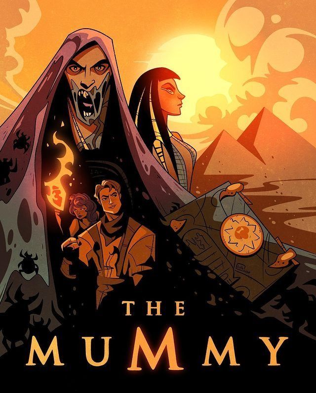 the poster for the animated movie, the mummy starring as an old man and woman