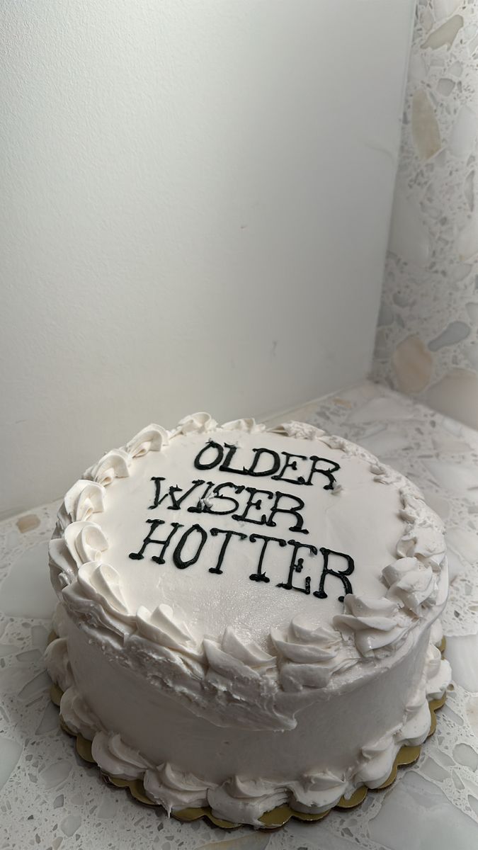 a cake with white frosting that says older wester potter on the top and bottom