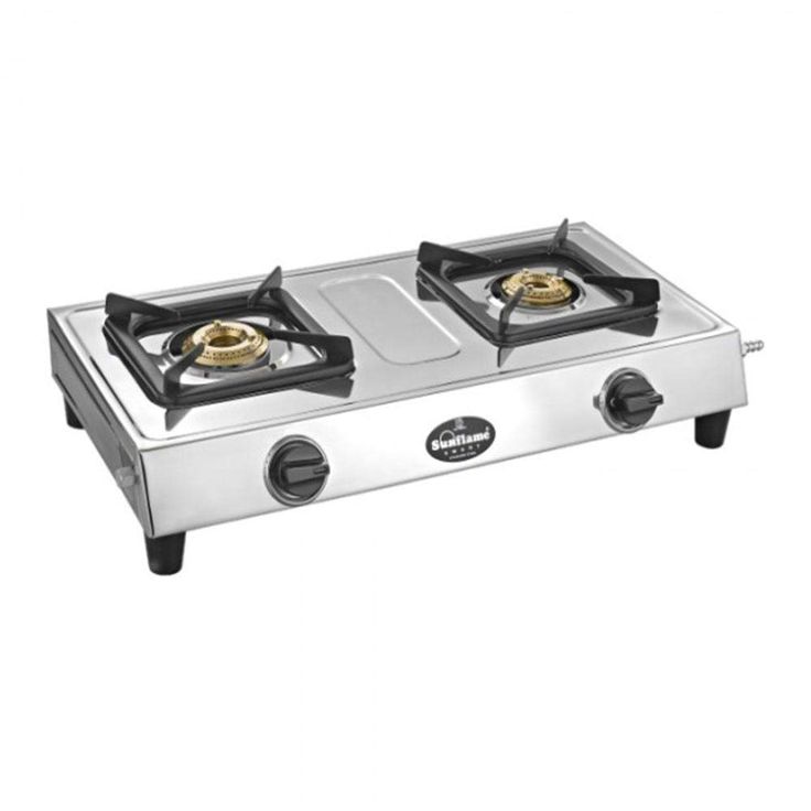 two burners on top of a stove with one burner and the other side is open