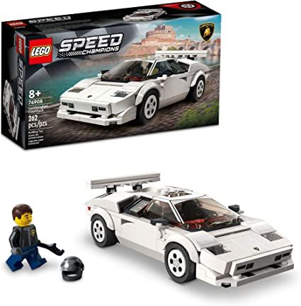 a lego speed car is shown in front of a box with it's contents