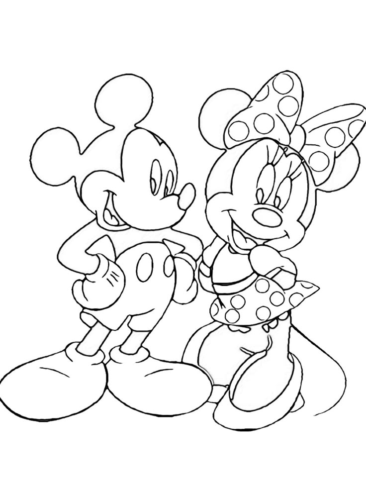 mickey and minnie mouse coloring pages for kids to print on the computer or use as wallpaper