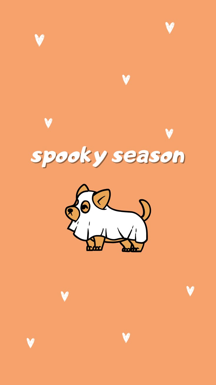 a cartoon dog with the words spooky season on it's back ground