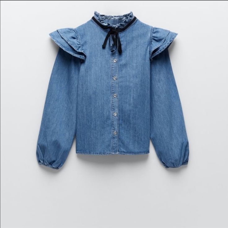 Sold Out Style Nwt Price Firm Tie Denim Shirt, Zara Black, Fit Check, Zara Tops, Denim Shirt, Shirt Color, Black Blue, Button Down Shirts, Blue Black